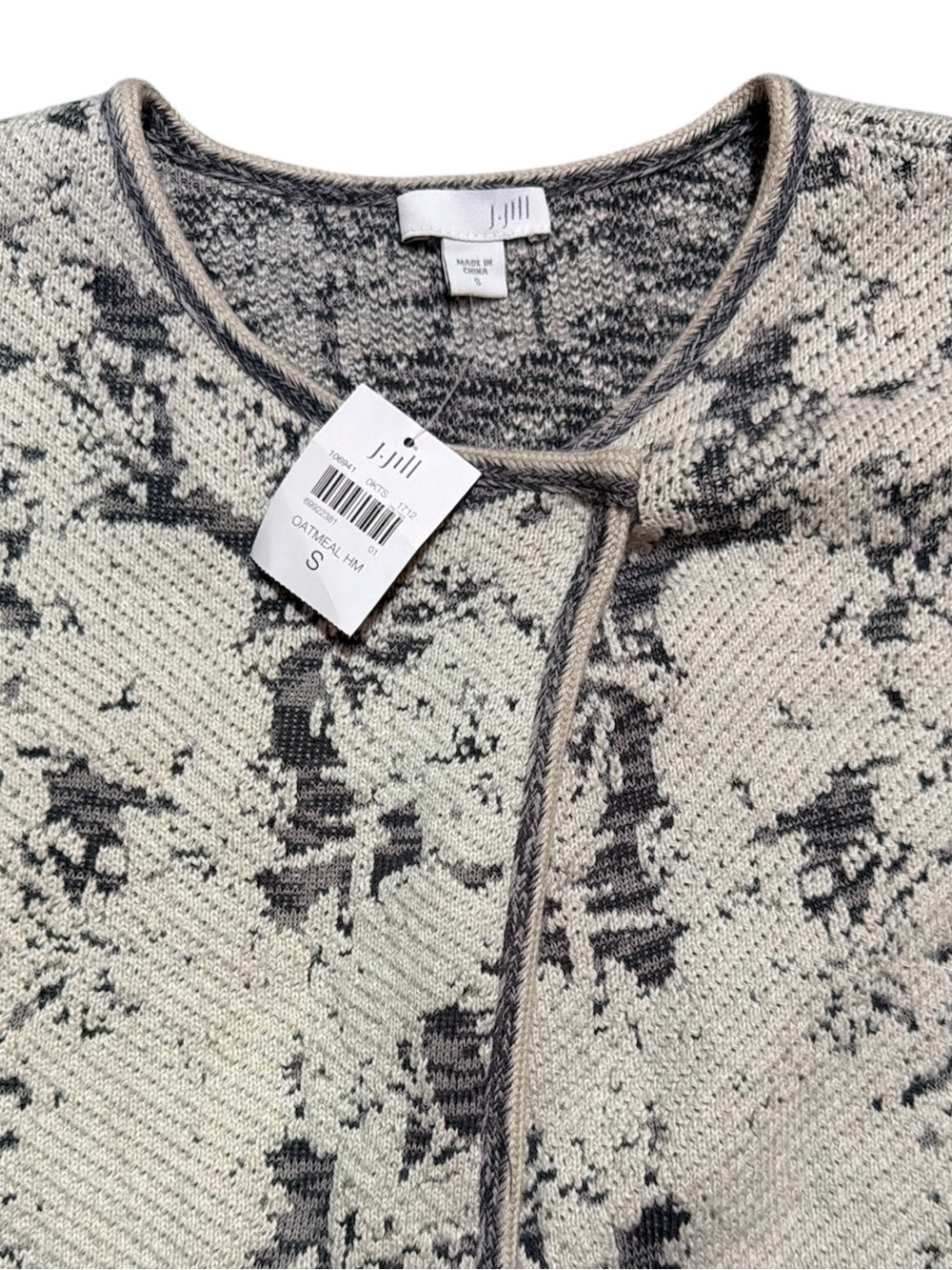 J Jill Jacquard Topper Longline Sweater Cardigan Jacket Open Front Floral Small - Picture 3 of 6